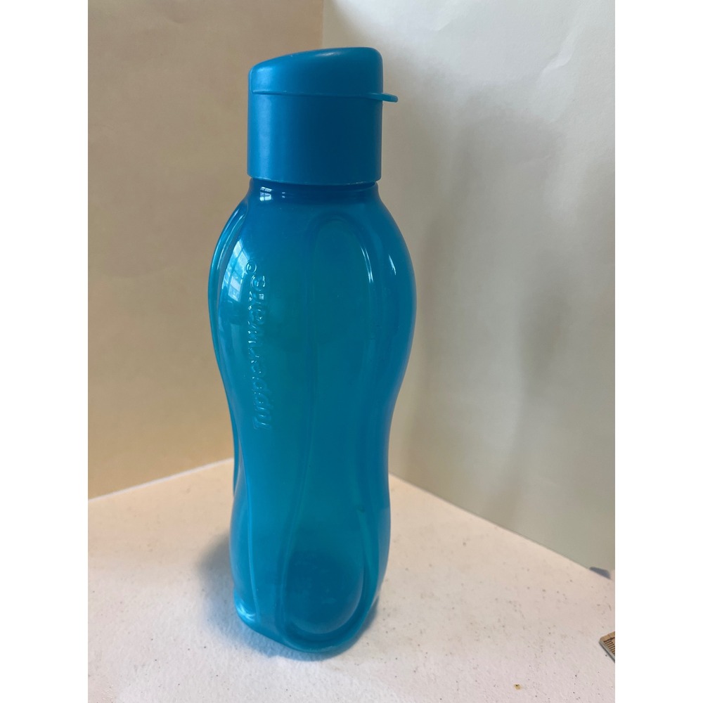 Tupperware Eco Water Bottle 25 oz Translucent Blue Flip Top Lid Reusable 750ml
